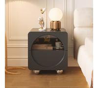 Table de chevet moderne avec finition en cuir synthétique, table de chevet à deux tiroirs avec rangement pour chambre à coucher, salon