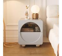 Table de chevet moderne avec finition en cuir synthétique, table de chevet à deux tiroirs avec rangement pour chambre à coucher, salon