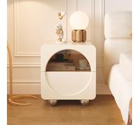 Table de Chevet Moderne avec Finition en Similicuir, Double tiroir et Rangement pour Chambre à Coucher et Salon