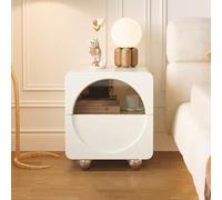 Table de Chevet Moderne avec Finition en Similicuir, Double tiroir et Rangement pour Chambre à Coucher et Salon
