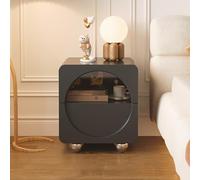 Table de Chevet Moderne avec Finition en Similicuir, Double tiroir et Rangement pour Chambre à Coucher et Salon