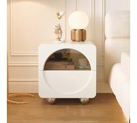 Table de Chevet Moderne avec Finition en Similicuir, Double tiroir et Rangement pour Chambre à Coucher et Salon