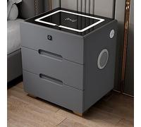 Table de chevet moderne avec ports de charge USB et lumière LED, 3 tiroirs, armoire de rangement, meubles de chambre pour petits espaces, table d'appoint élégante, table de nuit compacte