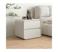 Table de chevet moderne avec surface en cuir microfibre - Table de chevet avec 2 tiroirs - Commode en bois blanc - Table d'appoint pour chambre à coucher, salon, couloir, chambre à coucher - 45 x 40 x