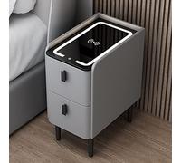 Table de chevet moderne blanche avec port de charge USB, lumière LED et Sto Der - Design fin pour les petites fourrures de chambre à coucher, élégantes et fonctionnelles