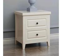 Table de chevet moderne blanche - Table de chevet rétro en bois massif avec double tiroir de rangement, mini table multifonctionnelle pour chambre à coucher, mobilier élégant pour petits espaces