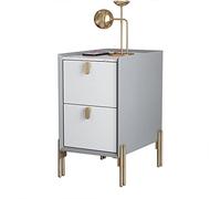 Table de chevet moderne du milieu du siècle avec 2 tiroirs de rangement en pierre frittée Table de chevet pour petits espaces Gris clair + blanc pur 30 x 35 x 55 cm