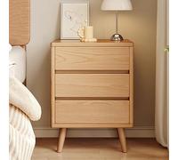 Table de chevet moderne du milieu du siècle avec 3 tiroirs en bois massif pour chambre à coucher et salon Finition noyer (40 x 40 x 52 cm)