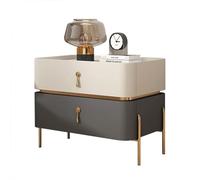 Table de chevet moderne du milieu du siècle avec pieds en métal et 2 tiroirs, table d'appoint contemporaine pour salon et chambre à coucher