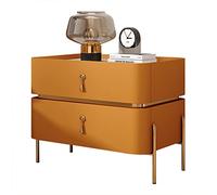 Table de chevet moderne du milieu du siècle avec pieds en métal et 2 tiroirs, table d'appoint élégante pour chambre à coucher ou salon, table de chevet contemporaine, orange, 50 x 40 x 50 cm