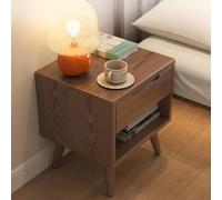 Table de chevet moderne du milieu du siècle avec tiroir et étagère pour chambre à coucher, table de chevet marron noyer, solution de rangement élégante pour décoration vintage