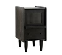 Table de chevet moderne du milieu du siècle avec tiroir, petite table de chevet noire, pieds en bois massif, armoire de rangement élégante pour salon et chambre à coucher, solution de table d'appoint