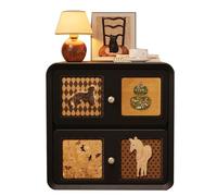 Table de Chevet Moderne du Milieu du siècle, Table d'appoint en Bois Massif avec 2 tiroirs, Table de Chevet Noire Vintage avec poignées encastrées(B,45cm(17.7inch))