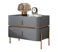 Table de chevet moderne du milieu du siècle | Table de chevet avec pieds en métal et 2 tiroirs de rangement | Table d'appoint contemporaine pour salon, chambre à coucher, gris bleu, 45 x 40 x 50 cm