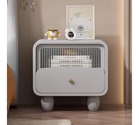 Table de chevet moderne du milieu du siècle, table de chevet en cuir synthétique avec tiroir en verre trempé, armoire de rangement pour petits espaces, table d'appoint