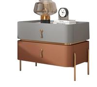 Table De Chevet Moderne du Milieu du Siècle|Table De Chevet Home Decor avec Pieds en Métal Et 2 Tiroirs De Rangement |Table D’appoint Contem, Khaki+Light Brown, 50x40x50cm(19.6x15.7x19.6in)