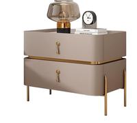Table De Chevet Moderne du Milieu du Siècle|Table De Chevet Home Decor avec Pieds en Métal Et 2 Tiroirs De Rangement |Table D’appoint Contem, Light Apricot, 45x40x50cm(17.7x15.7x19.6in)