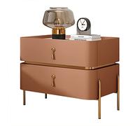 Table De Chevet Moderne du Milieu du Siècle|Table De Chevet Home Decor avec Pieds en Métal Et 2 Tiroirs De Rangement |Table D’appoint Contem, Light Brown, 45x40x50cm(17.7x15.7x19.6in)