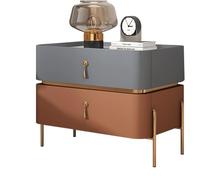 Table De Chevet Moderne du Milieu du Siècle|Table De Chevet Home Decor avec Pieds en Métal Et 2 Tiroirs De Rangement |Table D’appoint Contem, Gray Blue+Light Brown, 40x40x50cm(15.7x15.7x19.6in)