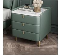 Table de chevet moderne du milieu du siècle, table de nuit en similicuir avec motif marbre, dessus en pierre frittée, tiroir en bois, armoire de chambre à coucher