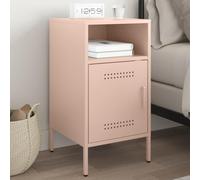 Table de chevet moderne en acier rose, table de chevet industrielle en métal avec pieds réglables, rangement élégant pour chambre à coucher et salon, 36 x 39 x 68 cm