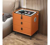 Table de chevet moderne en bois LED intelligente avec 2 ports de charge USB, 3 tiroirs de rangement pour chambre à coucher, table d'appoint élégante avec caractéristiques lumineuses