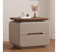 Table de chevet moderne en bois massif avec 2 tiroirs pour chambre à coucher, salon ou bureau, poignées cachées, finition gris clair (45 x 40 x 49 cm)