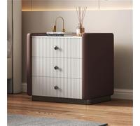 Table de chevet moderne en bois massif avec 3 tiroirs, table de nuit élégante pour chambre à coucher et salon, armoire de rangement compacte (marron, 40 x 40 x 55 cm)