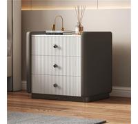 Table de chevet moderne en bois massif avec 3 tiroirs, table de nuit élégante pour chambre à coucher ou salon, armoire de rangement compacte (gris 40 x 40 x 55 cm)