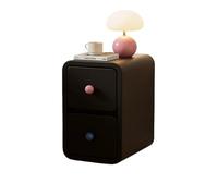 Table de Chevet Moderne en Bois Massif avec Double tiroir, Table d'appoint à glissières fluides, Luxueuse Table de Chevet en Cuir pour Le Salon, idéale pour la Chambre et la décoration intérieure