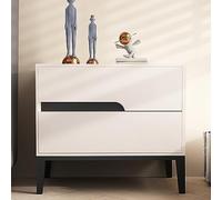 Table de Chevet Moderne en Bois Massif avec poignée de tiroir en Cuir créative Conception de Grande capacité Multicolore idéale pour Le Salon, la Chambre à Coucher et Plus Encore.