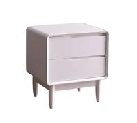 Table de chevet moderne en bois pour chambre à coucher, double tiroir, grand espace de rangement, table de chevet, poignées de tiroir invisibles unies, meuble de chevet pratique (blanc)