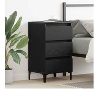 Table de chevet moderne en chêne noir de vidaXL avec trois grands tiroirs | Table de nuit compacte pour chambre et salon | 862580