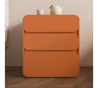 Table de chevet moderne en cuir blanc avec 3 tiroirs couleur crème - Meuble de rangement élégant au sol - Pas de montage nécessaire - Dimensions : 45 x 40 x 56 cm