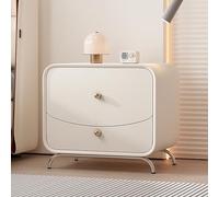 Table de chevet moderne en cuir synthétique avec 2 tiroirs, table de chevet de luxe en bois massif pour petits espaces, organiseur durable pour chambre à coucher