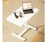Table de chevet moderne en forme de C avec roulettes réglables en hauteur et fonction ordinateur portable Idéal pour canapé, lit ou baignoire Blanc