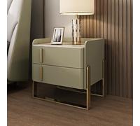 Table de chevet moderne en microfibre rembourrée de cuir avec 2 tiroirs pour chambre à coucher, rangement et décoration, élégante et fonctionnelle