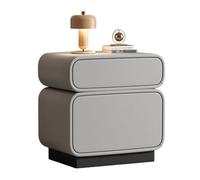 Table de Chevet Moderne et créative avec poignées dissimulées et 2 tiroirs, revêtement en Cuir Microfibre, Style Mid-Century, idéale pour la Chambre, Le Salon ou Le Dressing.(Grey,50x40x50cm)