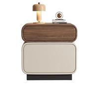 Table de Chevet Moderne et créative avec poignées dissimulées et 2 tiroirs, revêtement en Cuir Microfibre, Style Mid-Century, idéale pour la Chambre, Le Salon ou Le Dressing.(Brown-A,50x40x50cm)