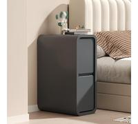 Table de chevet moderne et minimaliste avec rangement caché 2 tiroirs, dessus en cuir, parfaite pour les petites chambres et les salons (30 x 40 cm)