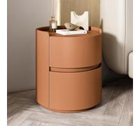 Table de chevet moderne et minimaliste en bois blanc avec tiroirs de rangement - Table de chevet ronde élégante pour chambre à coucher, commode compacte, mini armoire de rangement peu encombrante