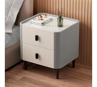 Table de Chevet Moderne et Minimaliste en Bois Massif avec Plateau en Ardoise et Double tiroir de Rangement. Meuble de Chambre élégant et Fonctionnel pour Une Organisation optimale.