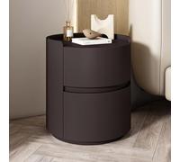 Table de chevet moderne et minimaliste en bois massif avec tiroirs de rangement - Mini commode ronde - Meuble de chambre élégant pour les petits espaces