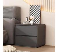 Table de chevet moderne finition cuir avec 2 tiroirs Table de chevet élégante en bois pour chambre à coucher Table d'extrémité de lit spacieuse sans assemblage requis Gris foncé (Taille : 50 x 40 x 47