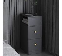 Table de chevet moderne grise avec 2 tiroirs et rangement latéral - Mini table de chevet pour petits appartements - Meuble de chambre élégant - 25 x 40 x 65 cm - Design compact
