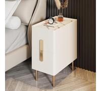 Table de chevet moderne minimaliste avec 2 tiroirs et pieds en métal pour chambre à coucher dans des espaces étroits