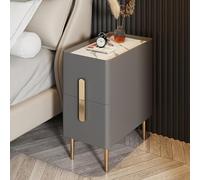 Table de chevet moderne minimaliste avec 2 tiroirs et pieds en métal pour chambre à coucher dans des espaces étroits