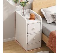 Table de chevet moderne minimaliste avec design ultra fin pour petite chambre à coucher, armoire de chevet fissurée simple (B 20 × 34 × 50 cm)