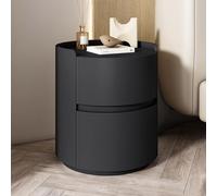 Table de chevet moderne minimaliste en bois massif blanc avec tiroirs de rangement - Commode ronde compacte pour l'organisation de la chambre à coucher