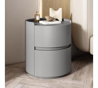 Table de chevet moderne minimaliste en bois massif blanc avec tiroirs de rangement - Design rond, table de nuit compacte pour chambre à coucher, mini commode élégante, armoire de rangement peu